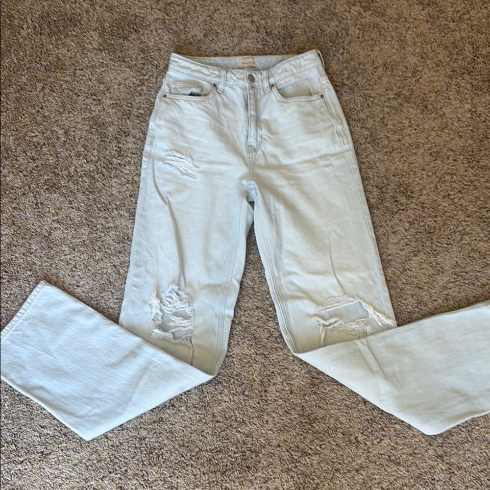 PacSun Blue Straight Leg Jeans with Lived-In Look 90’s Boyfriend Jean